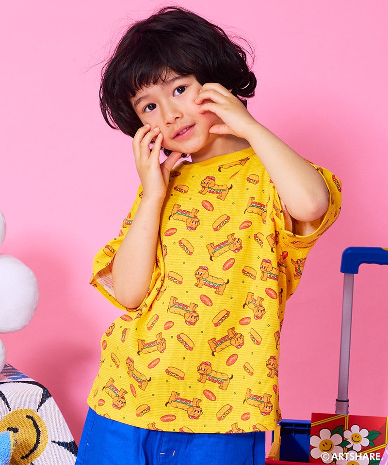 こども服 mikke* 別注】wiggle wiggle ワッフル総柄半袖T ｜ トップス ｜ 子供服の