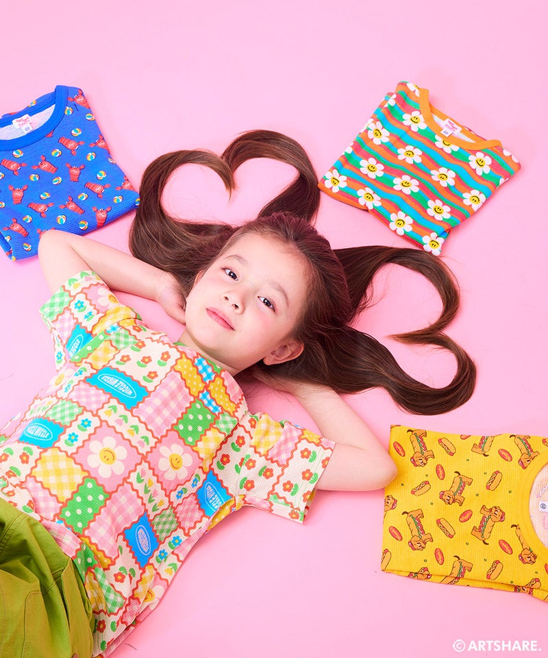 別注】wiggle wiggle ワッフル総柄半袖T ｜ トップス ｜ 子供服の