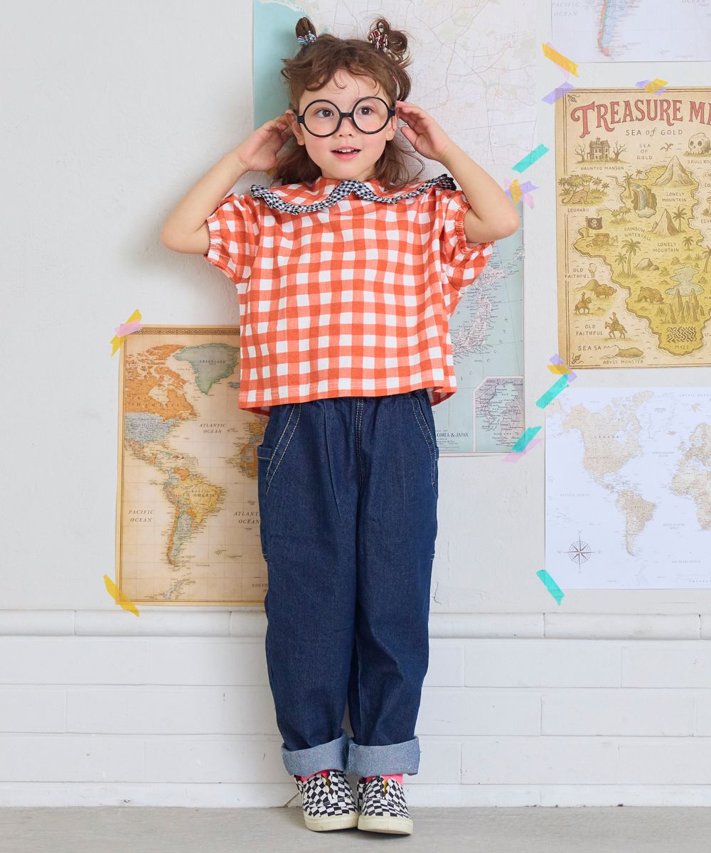 襟付きチェック半袖Tシャツ ｜ トップス ｜ 子供服のセレクトショップ