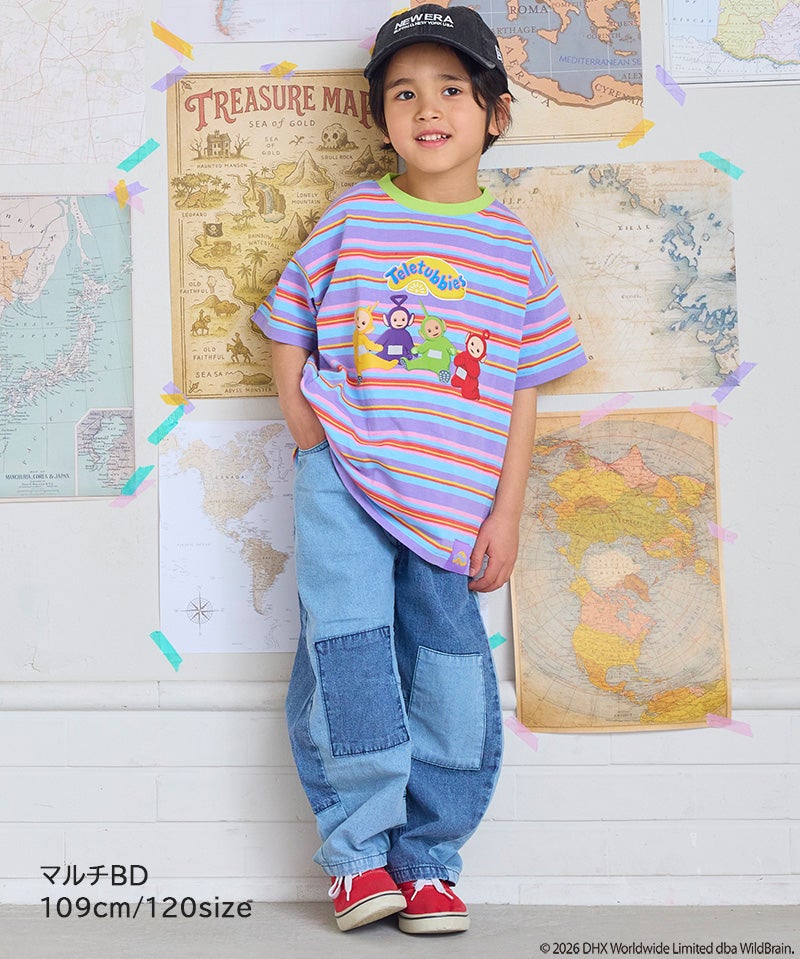 別注】【親子お揃い】Teletubbies マルチボーダーTシャツ ｜ トップス