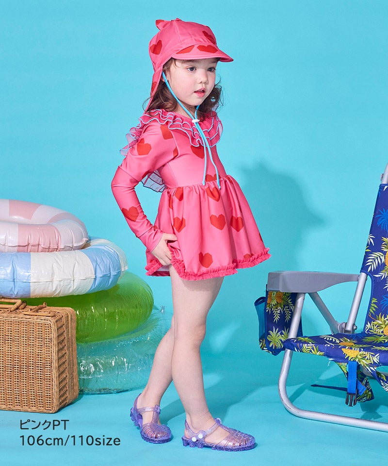 水着】ビッグフリル長袖ワンピース ｜ 水着・プールグッズ ｜ 子供服の