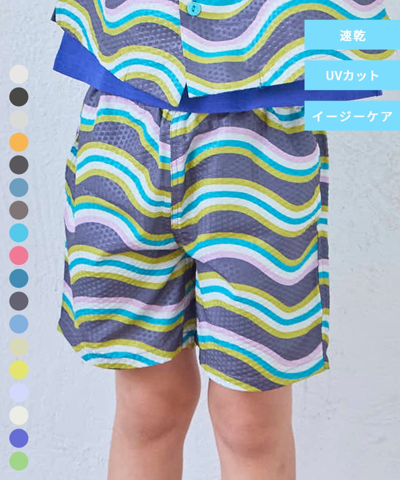 Kealopiko ケアロピコ　'Ulu柄スエットショートパンツ UVカット/速乾性/シワになりにくいイージーケア】POKOPOKOドライ総柄