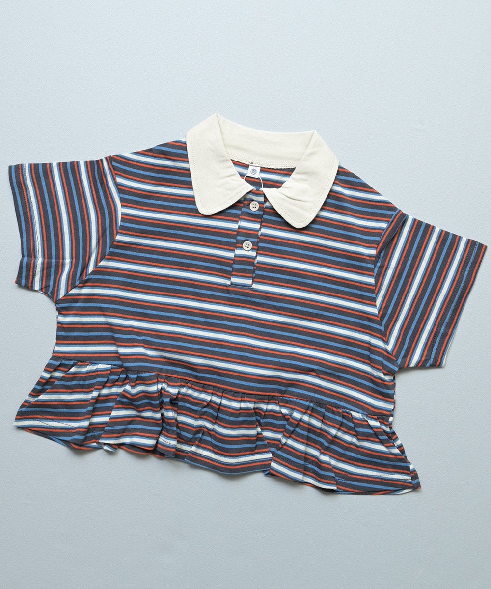 ポロ襟付きボーダー半袖チュニック ｜ トップス ｜ 子供服のセレクト
