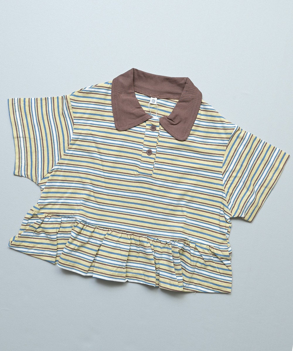 ポロ襟付きボーダー半袖チュニック ｜ トップス ｜ 子供服のセレクト
