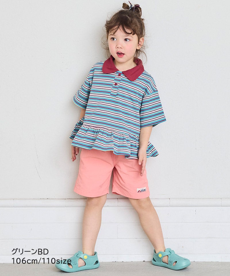 ポロ襟付きボーダー半袖チュニック ｜ トップス ｜ 子供服のセレクト