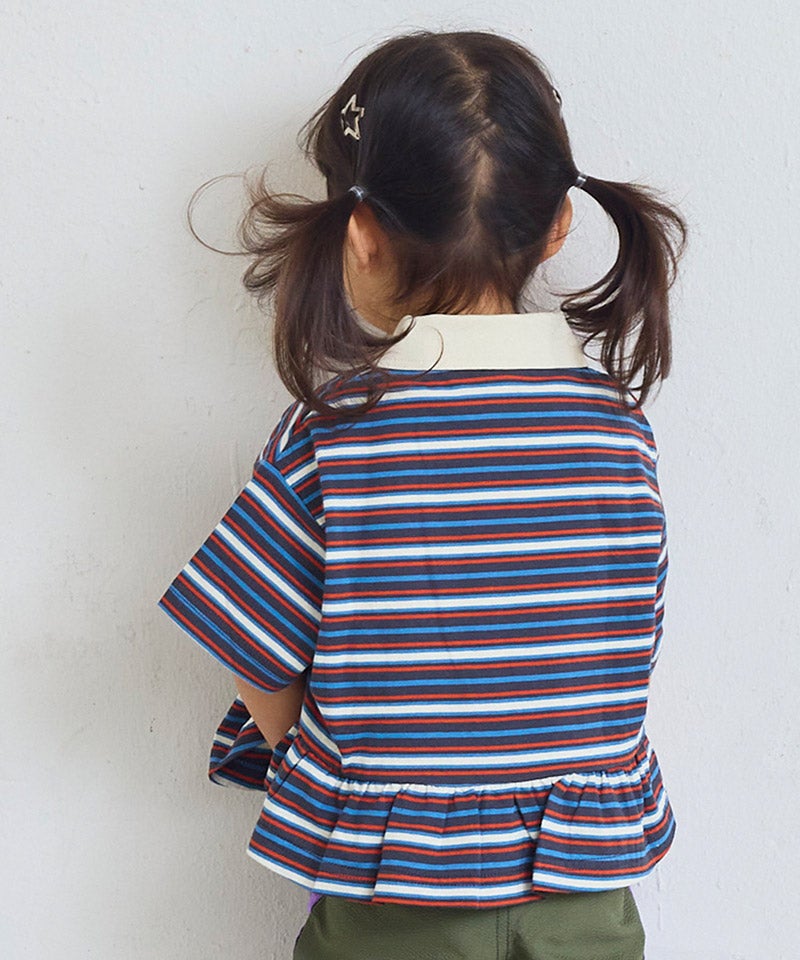 ポロ襟付きボーダー半袖チュニック ｜ トップス ｜ 子供服のセレクト