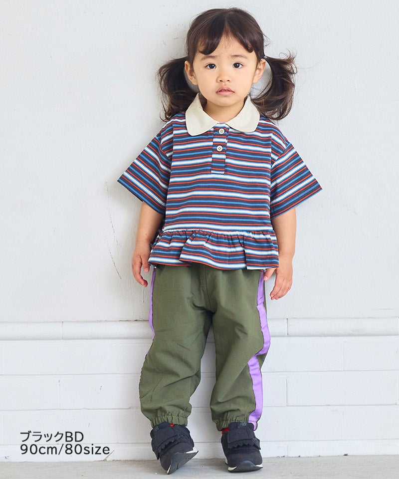 ポロ襟付きボーダー半袖チュニック ｜ トップス ｜ 子供服のセレクト