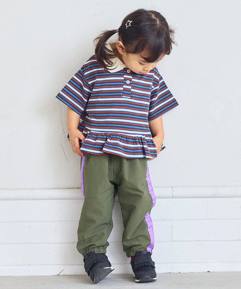 BORDERS 半袖チュニック 38 ポロ襟付きボーダー半袖チュニック ｜ トップス ｜ 子供服のセレクト