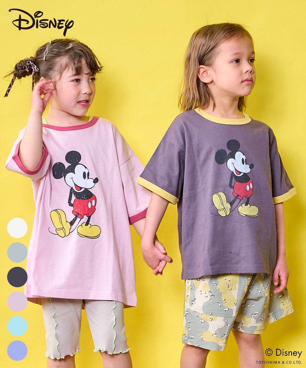 別注】ミッキーレトロプリントリンガー半袖Tシャツ ｜ トップス