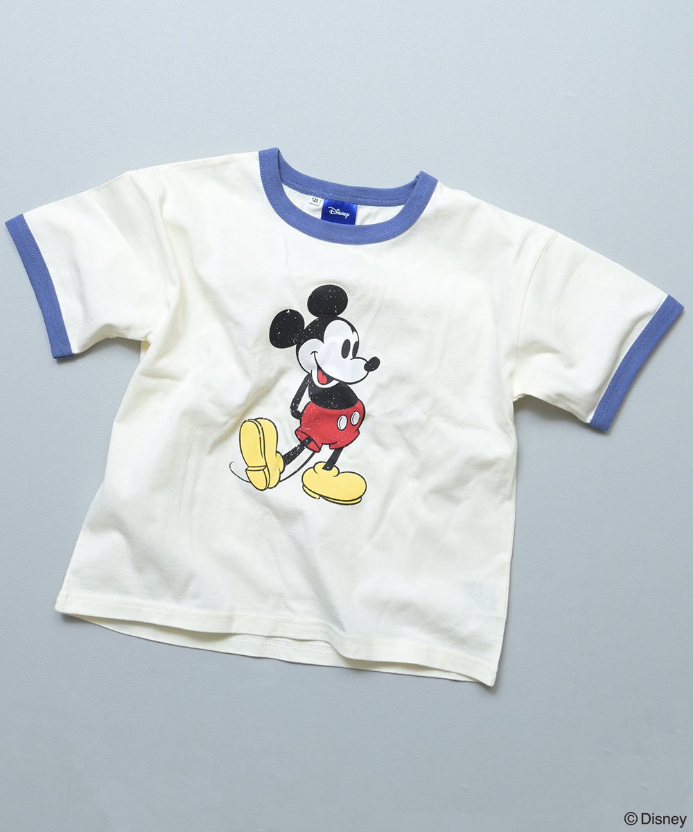 別注】ミッキーレトロプリントリンガー半袖Tシャツ ｜ トップス