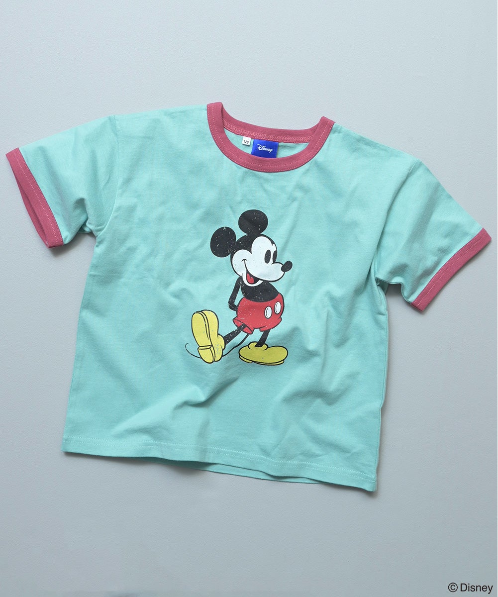 別注】ミッキーレトロプリントリンガー半袖Tシャツ ｜ トップス