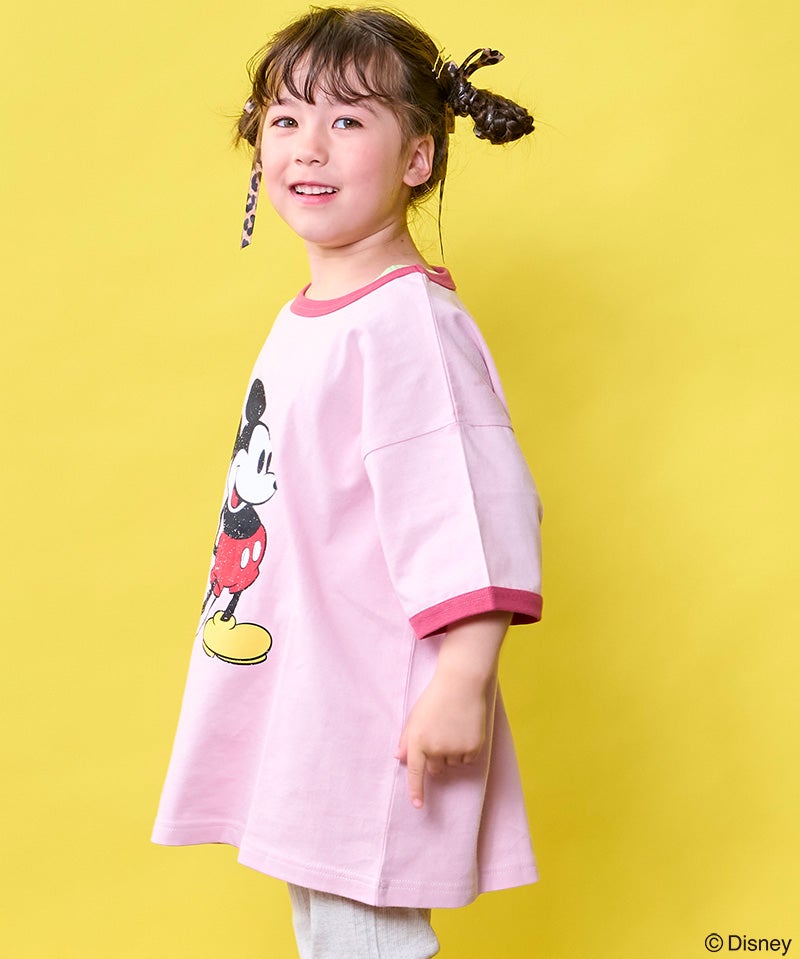 別注】ミッキーレトロプリントリンガー半袖Tシャツ ｜ トップス