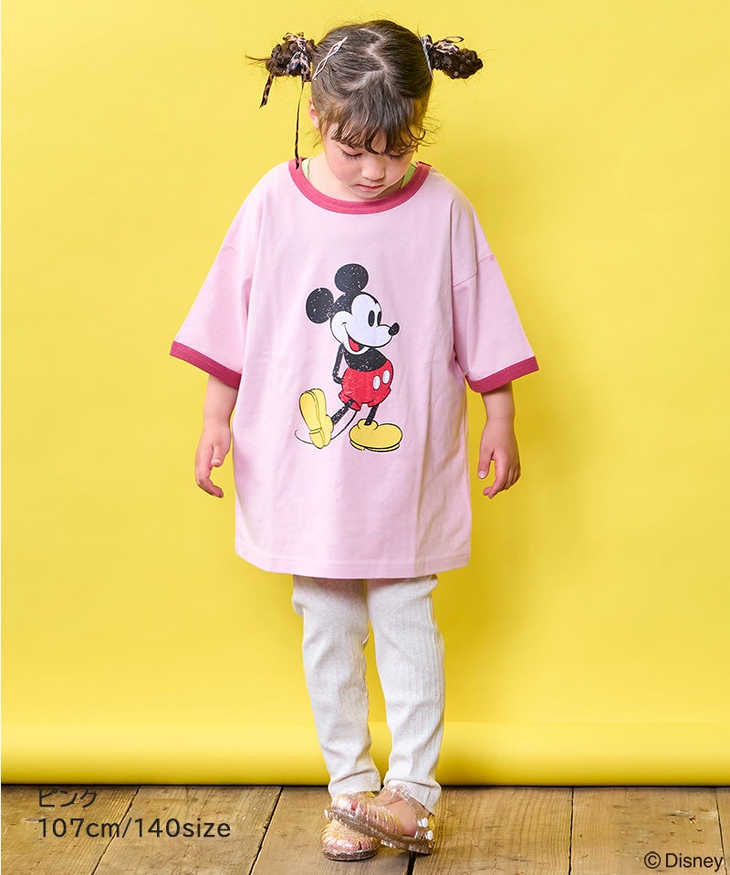 別注】ミッキーレトロプリントリンガー半袖Tシャツ ｜ トップス