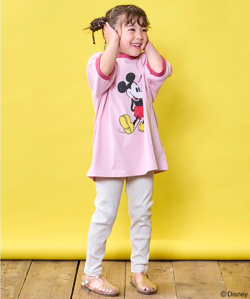 別注】ミッキーレトロプリントリンガー半袖Tシャツ ｜ トップス