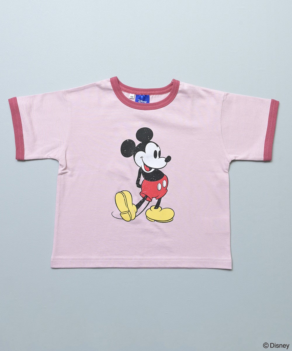 別注】ミッキーレトロプリントリンガー半袖Tシャツ ｜ トップス