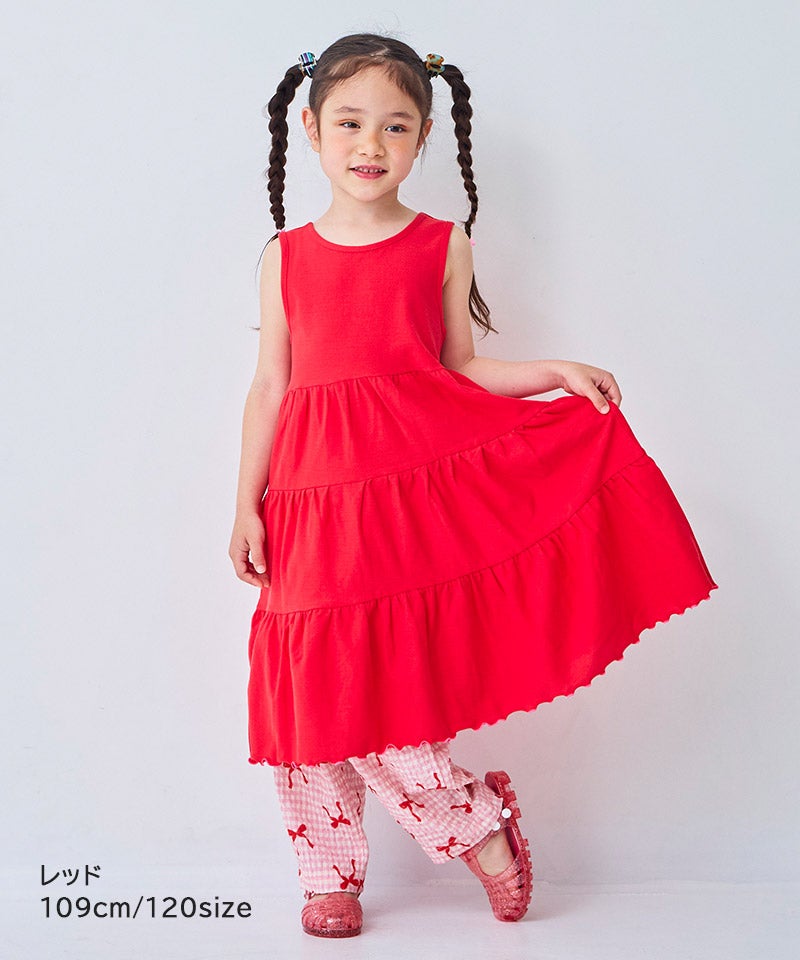 赤色DEICYワンピース2着 梨地ティアードワンピース ｜ ワンピース ｜ 子供服のセレクトショップ