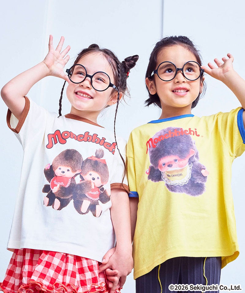 モンチッチ ペイント　シャツの男の子と女の子セット 別注】【親子お揃い】モンチッチ プリント半袖Tシャツ ｜ トップス