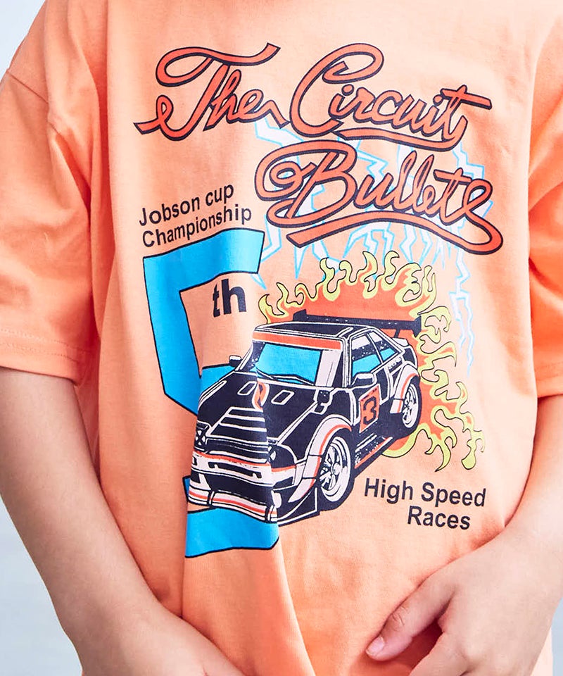 デイリープリント半袖Tシャツ オレンジ