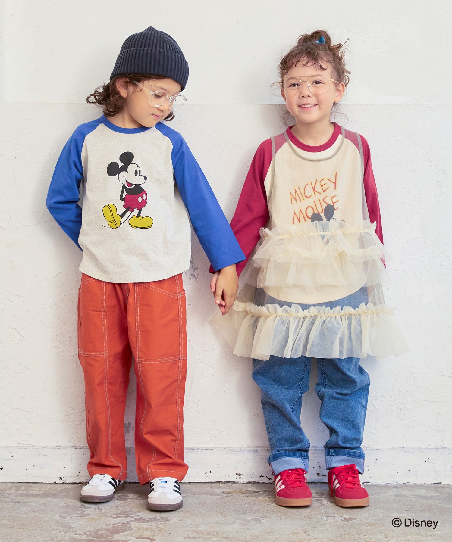 別注】【親子お揃い】ミッキーマウスラグラン長袖Tシャツ ｜ トップス