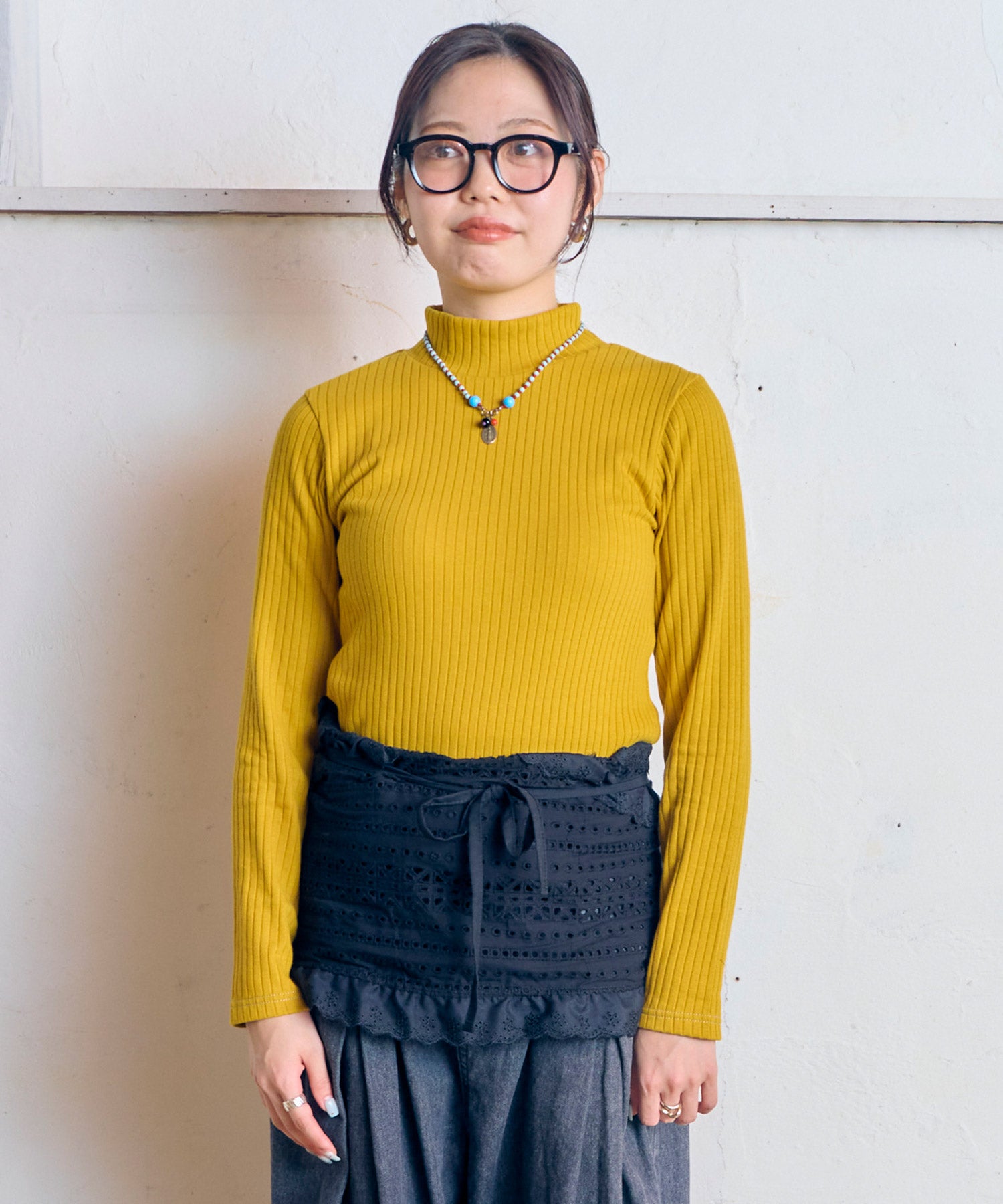 IIROT 長袖 カシュクール トップス イエロー 親子お揃い】裏起毛テレコハイネックトップス/大人サイズ ｜ トップス
